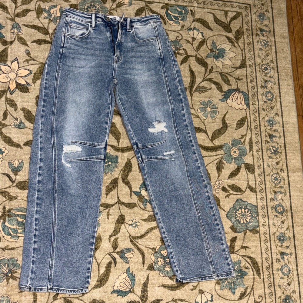 Stylish Blue Distressed Boyfriend Jeans